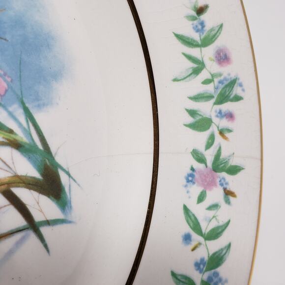 1975 Avon Gently Moments Goose + Gosling Gold-Trimmed Christmas Plate - Picture 5 of 7